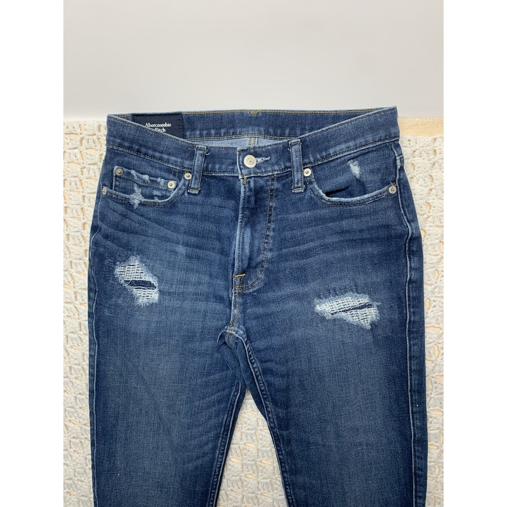Abercrombie Fitch Jeans Men's Tag 30x32‎ Approx 30x30 Skinny Stretch Blue Denim - Picture 2 of 12
